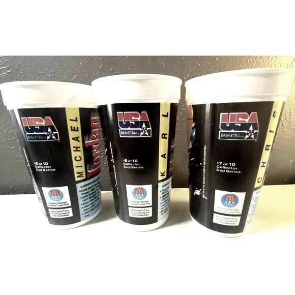 1992 McDonald's Dream Team USA Michael Jordan Karl Malone Chris Mullin Cups - Picture 3 of 6